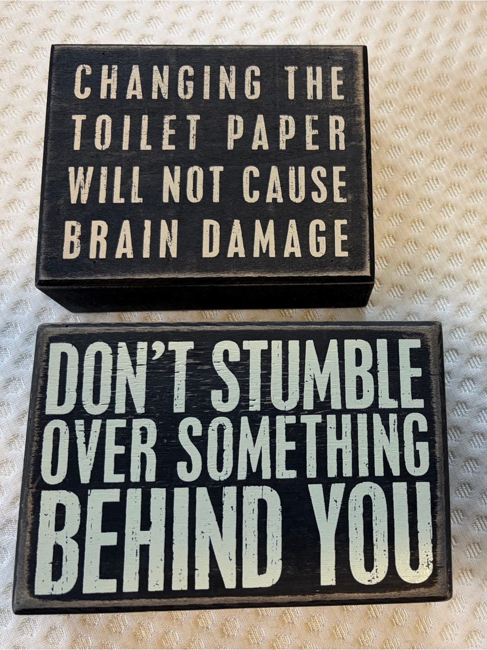 Black Humorous Wood Box Signs